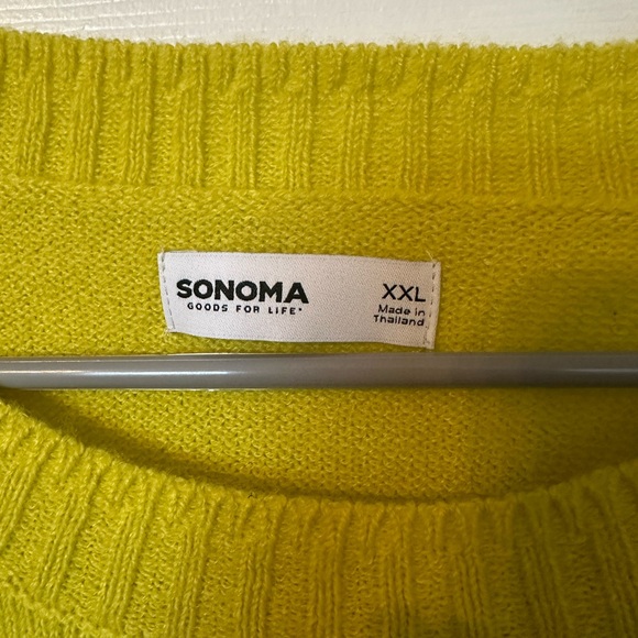 Sonoma Women's Bright Yellow Crew Neck Sweater - Picture 3 of 3
